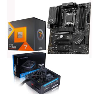 INLAND Micro Center AMD Ryzen 7 7800X3D 8-Core16-Thread Desktop Processor Bundle with MSI PRO B650-P WiFi ProSeries Motherboard and PowerSpec 750W Power Supply Semi Modular 80 Plus Bronze Certified