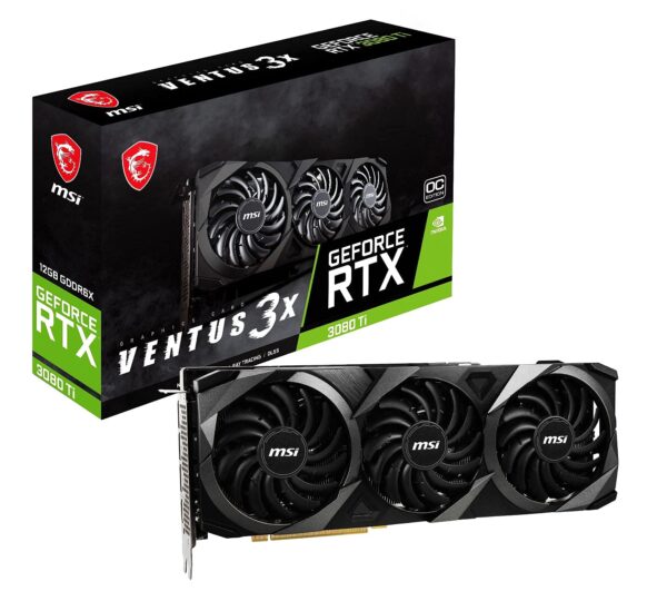 MSI Gaming GeForce RTX 3080 Ti Ventus 3X 12G OC - 12GB GDDR6X Graphic Card for PC Gaming, 320-Bit HDMI/DP, NVIDIA GPU, Tri-Frozr 2 Cooling, Ampere Architecture, Computer Video Graphics Card (Renewed)