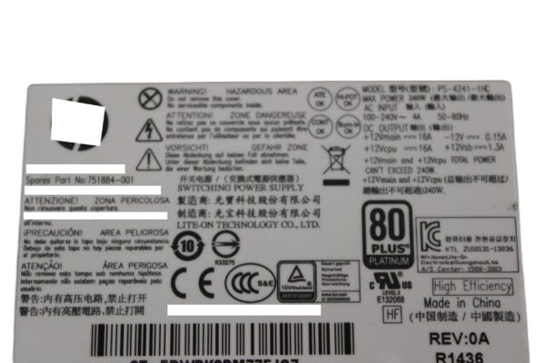 HP 751884-001 240W 80 Plus Power Supply for ProDesk EliteDesk 600 800 G1 SFF (Renewed) - Image 4