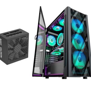MUSETEX NN8 PC CASE ATX 6 PWM ARGB Fans Pre-Installed Bundled 1000W PC Power Supply