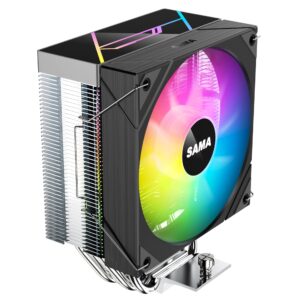 SAMA CPU Cooler L4P120 Black Air Cooler 5V-3Pin Sync with 120mm PWM 4-pin Fan, PWM1800RPM for Intel LGA 115X 1700 1200/ Core i3 i5 i7 i9/ AMD AM3 AM4 AM5