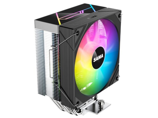 SAMA CPU Cooler L4P120 Black Air Cooler 5V-3Pin Sync with 120mm PWM 4-pin Fan, PWM1800RPM for Intel LGA 115X 1700 1200/ Core i3 i5 i7 i9/ AMD AM3 AM4 AM5