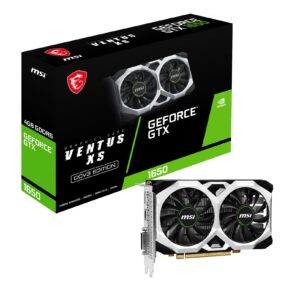 MSI Gaming GeForce GTX 1650 128-Bit HDMI/DP/DVI 4GB GDRR6 HDCP Support DirectX 12 VR Ready OC Graphics Card (GTX 1650 D6 Ventus XS OCV3), Black (Renewed)