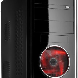 Tiveco Typhon TYP-001RD 10-Bay ATX Mid Tower Computer Case w/120 mm Red LED Fan - No PSU (Black)
