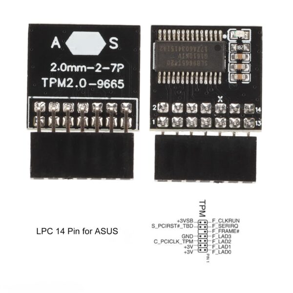 Focket TPM2.0 Encryption Security Module, TPM 2.0 Module 2x7P 14 Pin 2mm Space Stable Performance TPM 2.0 Module for Win System PC Higher Than DDR3 Memory Module Encryption - Image 3