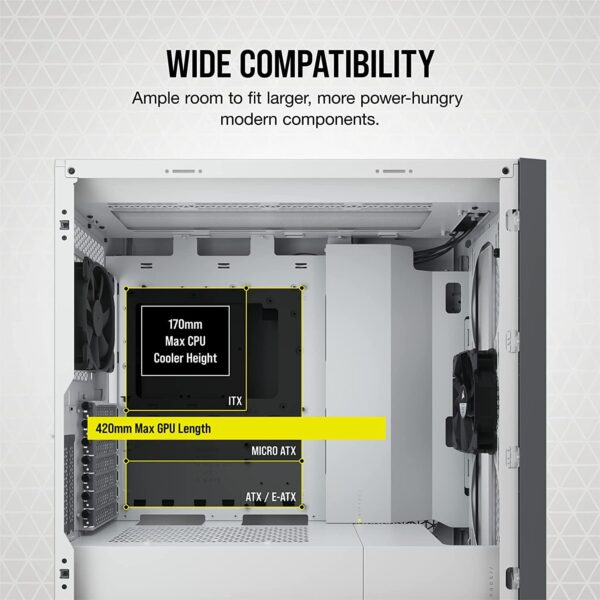 Corsair 5000D Tempered Glass Mid-Tower ATX PC Case (CC-9011209-WW) - White (Renewed) - Image 7