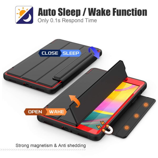 TianTa Galaxy Tab A 8.0 2019 Case SM-T290, Slim Leather Full Body Hard Back Shell Smart Cover with Screen Protector for Galaxy Tab A 8.0 Inch 2019 SM-T290/T295,Black/Red - Image 2