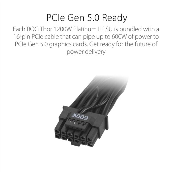 ROG Thor 1200W Platinum II (Fully Modular Power Supply, 80+ Platinum, Lambda A++ Certified, ROG heatsinks, 135mm PWM Fan, 0dB Mode, OLED Panel, Sleeved Cables, Aura Sync, 10 Year Warranty) (Renewed) - Image 5