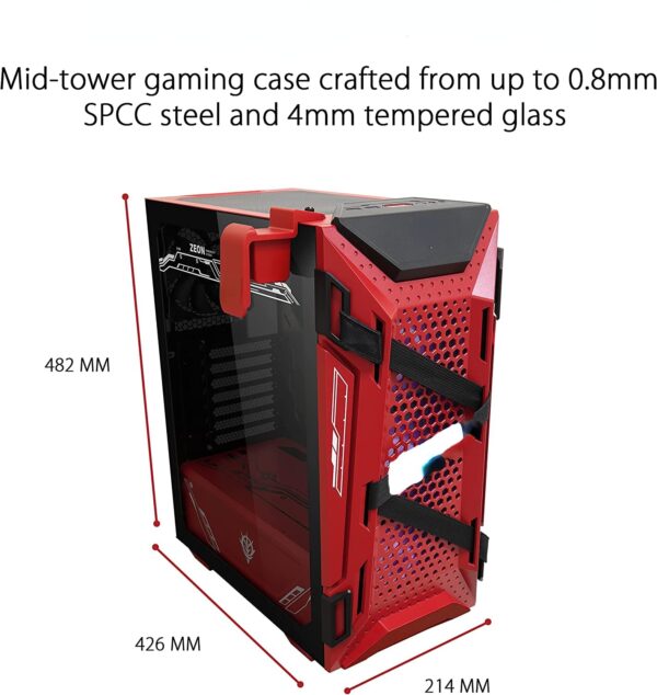 Computer Case GX-301 ATX mid-Tower Compact case with Tempered Glass Side Panels, Honeycomb Front Panel, 120mm RGB Fan, Headphone Hook, 360mm Radiator - Image 2