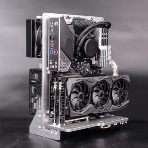 SKANKA Motherboard Computer Cooling Vertical Personalized Chassis - Test Chassis - Aluminum Alloy Rack - Compatible with ATX - MATX - ITX, silver