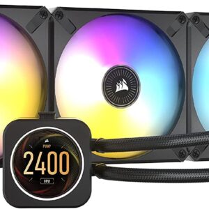 CORSAIR iCUE H170i ELITE LCD Display Liquid CPU Cooler-Custom IPS LCD Screen-48 Dynamic RGB LEDs-140mm Fans -420mm Radiator-COMMANDER CORE Smart Lighting Controller
