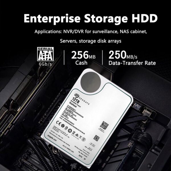 Seagate Skyhawk 12TB Video Internal Hard Drive HDD-3.5 Inch SATA 6Gb/s 7200PRM 256MB Cache for DVR NVR Security Camera System with Rescue Services (ST12000VX0017/0007) (Renewed) - Image 5
