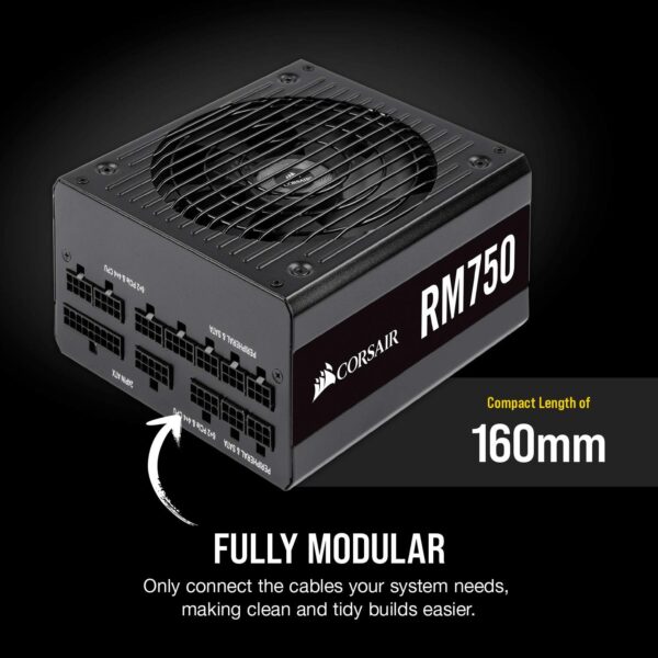Corsair RM Series, RM750, 750 Watt, 80+ Gold Certified, Fully Modular Power Supply, Microsoft Modern Standby (Renewed) - Image 4