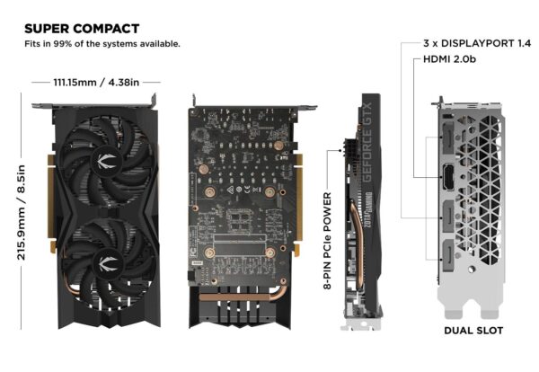 ZOTAC Gaming GeForce GTX 1660 6GB GDDR5 192-bit Gaming Graphics Card, Super Compact, ZT-T16600K-10M (Renewed) - Image 2