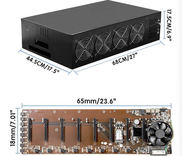 JWWYJ Ethereum Mining Rig System, Complete Crypto Miner with Windows10，Including 8gpu Mining Motherboard、2000w Power Supply、CPU、Ssd、Ram、PSU Computer Case Mining Machine（Without Gpu - Image 4