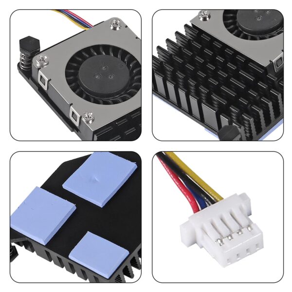 for Raspberry Pi 5 Active Cooler Fan Heatsink Aluminum Speed Adjustable PWN Cooling Fan Heat Sink Radiator Speed Control for Raspberry Pi 5 - Black - Image 2