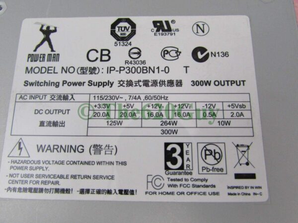 Power Man IP-P300BN1-0 T 300W 300 Watts Switching SFX12V Power Supply PSU (Renewed) - Image 4