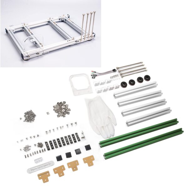 DIY Open Frame Case, DIY MATX Motherboard Aluminum Alloy Computer PC Case Chassis 360x248mm Support 4 PCI Slot Gaming PC Case for ATX Ordinary Large Power Supply (Green Silver) - Image 2