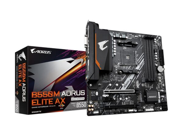 GIGABYTE B550M AORUS Elite AX (AM4/ AMD/ B550/ Micro ATX/Single M.2/ SATA 6Gb/s/USB 3.2 Gen 1/ Realtek GbE LAN/PCIe 4.0/ Motherboard) (Renewed)