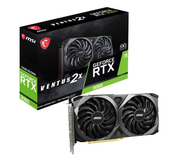 MSI Gaming GeForce RTX 3060 12GB 15 Gbps GDRR6 192-Bit HDMI/DP PCIe 4 Torx Twin Fan Ampere OC Graphics Card (RTX 3060 Ventus 2X 12G OC) (Renewed)