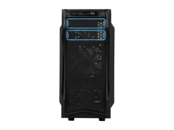 Computer Cases PC, Home Office Gaming, Micro ATX Mid Tower with Blue LED Fans USB 3.0, Black - Image 3