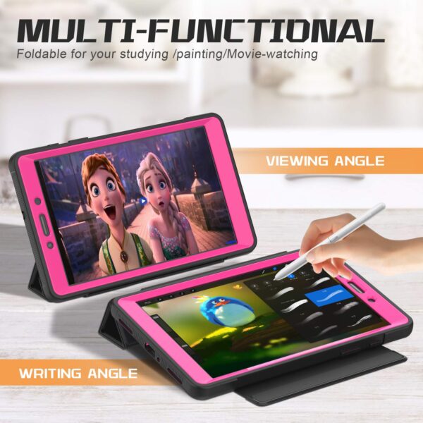 TianTa Galaxy Tab A 10.1 Case 2019, Slim Leather Full Body Hard Back Shell Smart Cover with Built-in Screen Protector for Samsung Galaxy Tab A 10.1 inch SM-T510/T515/T517, Black/Rose - Image 3