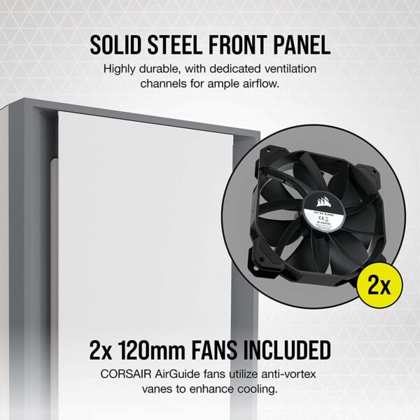 Corsair 5000D Tempered Glass Mid-Tower ATX PC Case (CC-9011209-WW) - White (Renewed) - Image 4
