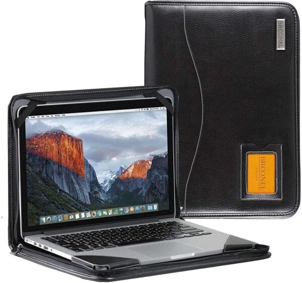 Broonel - Contour Series - Black Heavy Duty Leather Protective Case - Compatible with ASUS VivoBook Flip 14 Thin and Light 2-in-1 14 Laptop