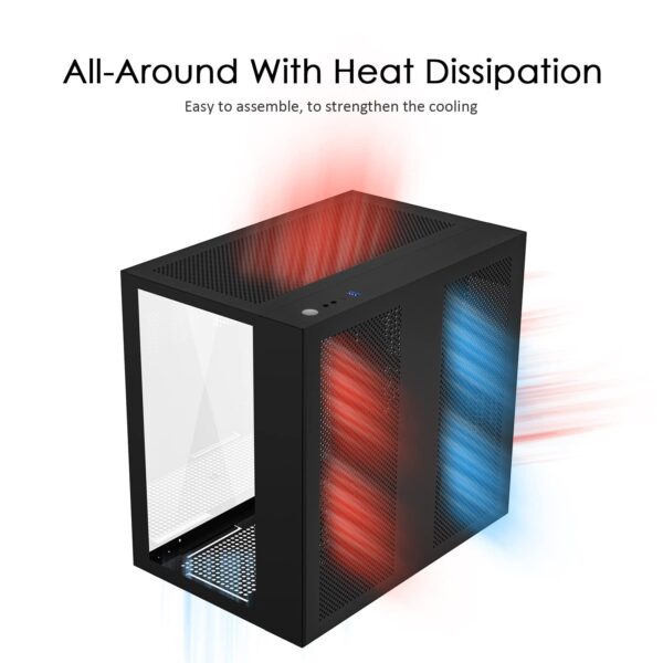 SZD S580 ATX Mid-Tower PC Case, Desktop Gaming Computer Chasssis, Front I/O USB Type-C Port, Dual Tempered Glass Panels, High-Airflow Perforated Top Panel, Fan not Included(Black) - Image 5