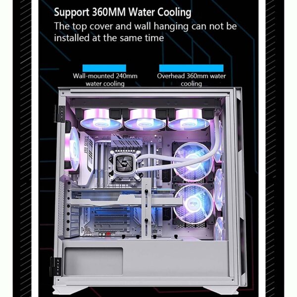 BBNB Gaming Case,Mid-Tower PC Gaming Case E-ATX/ATX/M-ATX/ITX - Front I/O USB 3.0 Port - Hinge Glass Side Panel - 9 Fan Position - Water-Cooling Ready - Image 7