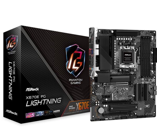 ASRock X670E PG LIGHTNING SUPPORT AMD AM5 RYZEN 7000 SERIES PROCESSORS motherboard (Renewed)