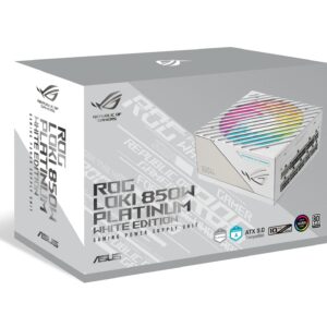 ASUS ROG Loki SFX-L 850W Platinum White Edition (Fully Modular Power Supply, 80+ Platinum, 120mm PWM ARGB Fan, Aura Sync, ATX 3.0 Compatible, PCIe 5.0 Ready, 10 Year Warranty) (Renewed)