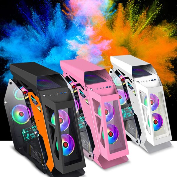 lingyun Special-Shaped Chassis Mini-ITX M-ATX Gaming Case, Game Chassis Desktop Double-Sided Transparent Tempered Glass Computer Motherboard Box - Image 4