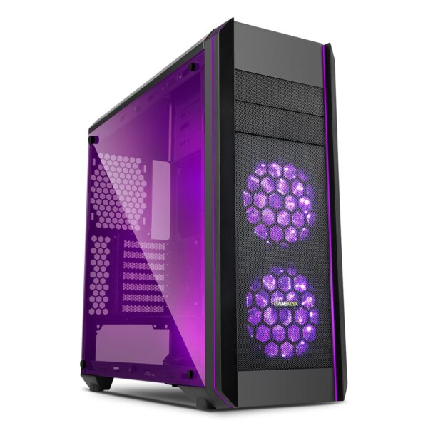Game Max Amethyst RGB Midi Tower Case with 2 x RGB Front Fan and Tempered Glass Side Panel - Black - Image 6