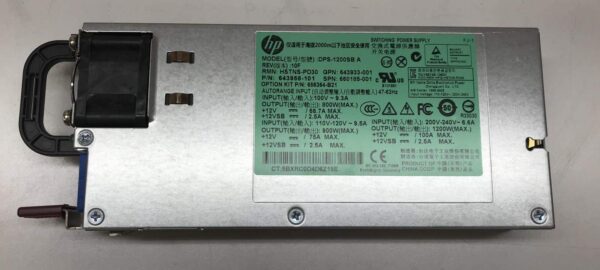HP 660185-001 1200W CS PLAT PL HT PLG PSU - 656364-B21, 643933-001, 643956-101 (Renewed)