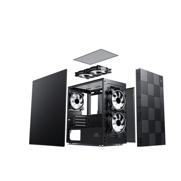Ant Esports Elite 1000 PS Mid-Tower Computer Case/ Gaming Cabinet - Black | Supports M-ATX, ITX with Pre-Installed 1 x 120mm Black Rear Fan - Image 7