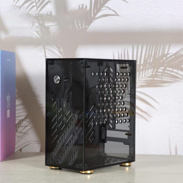 Beufee Computer Chassis, Mini-ITX Case 4.3L Clear Acrylic Panel for 1U Power 2.5in SSD 360 Degree Cooling Cushioning Foot Pads(Black) - Image 5
