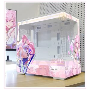ATX Case, Computer Cases,Mid-Tower PC Gaming Case M-ATX/ITX - Front I/O USB 3.0 /Type-C Port - 270 ° Panoramic View Tempered Glass Panel - Includes A Themed Light Board