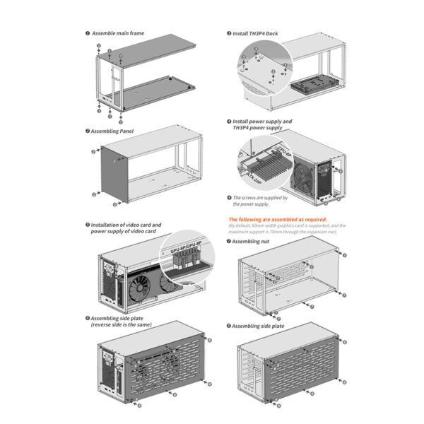 Asukohu chassis box TH3P4G3 Thunderbolt-compatible GPU Dock Case- Metal Frame with OLED Display Cooling Fans for SFX FlEX Power Supply - Image 6