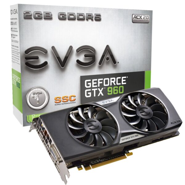 EVGA GeForce GTX 960 2GB SSC Gaming ACX 2.0+, Whisper Silent Cooling 02G-P4-2966-KR (Renewed)