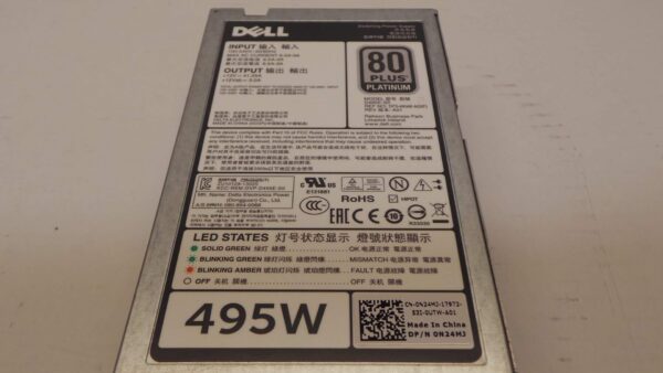 Dell N24MJ 3GHW3 PowerEdge T320 T420 T620 R620 R720 R720XD Server Power Supply 495 Watt D495E-S0 0N24MJ 03GHW3 - Image 4