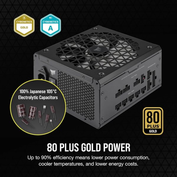 Corsair RM850x Shift Fully Modular ATX Power Supply - 80 Plus Gold - ATX 3.0 - PCIe 5.0 - Zero RPM - Modular Side Interface - Black (Renewed) - Image 6