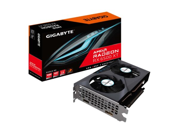 GIGABYTE Radeon RX 6500 XT Eagle 4G Graphics Card, WINDFORCE 2X Cooling System, 4GB 64-bit GDDR6, GV-R65XTEAGLE-4GD Video Card (Renewed)