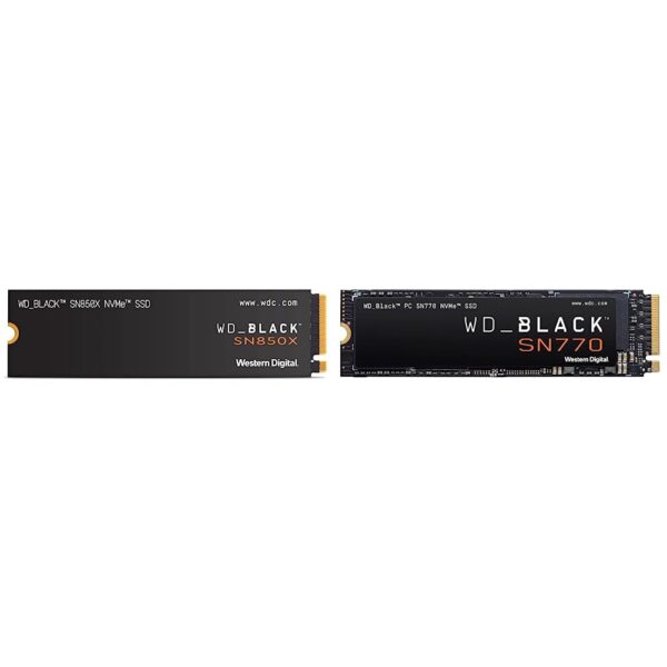 WD_BLACK 2TB SN850X NVMe Internal Gaming SSD Solid State Drive - Gen4 PCIe, M.2 2280, Up to 7,300 MB/s - WDS200T2X0E & 1TB SN770 NVMe Internal Gaming SSD Solid State Drive