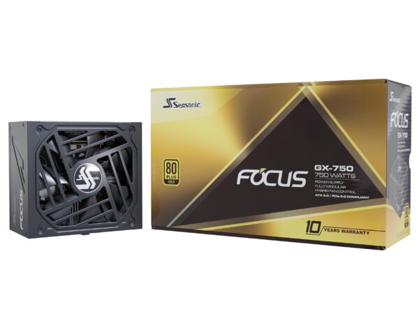 Seasonic Focus V3 GX-750, 750W 80+ Gold, Full-Modular, Fan Control in Fanless, Silent, and Cooling Mode, 10 Year Warranty, Perfect Power Supply for Gaming and Various Application, SSR-750FX3 (Renewed)