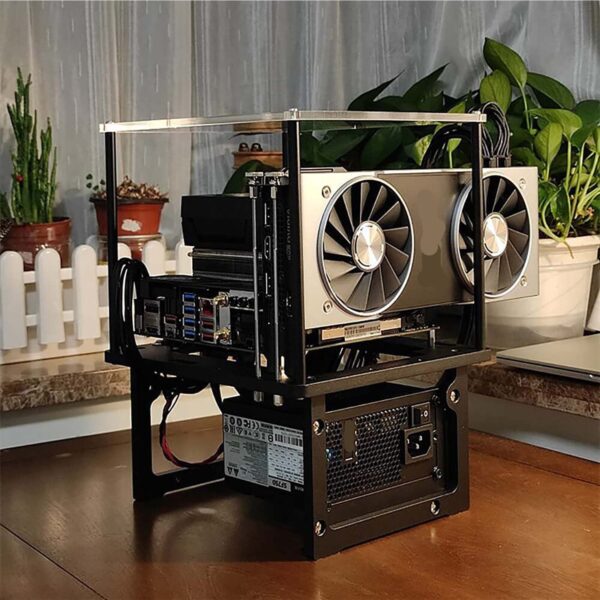 SKANKA Htpc Water Cooling Test Stand Open ATX Computer Frame - Aluminum Housing Bare Metal External Lock DIY Computer Stand Support Graphics Card - Image 4
