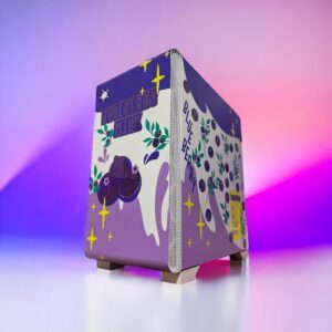 Blueberry Milk PC Case | Custom Blue PC Case - Anime-Inspired mATX Mini Tower | Blue Gaming Computer Case for Custom Builds | Blue PC Tower | Blue Gaming Setup