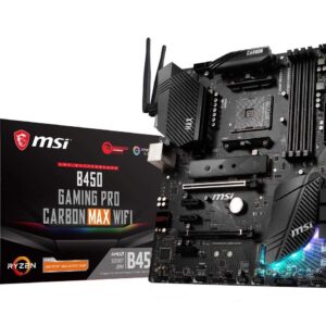 MSI Performance Gaming AMD Ryzen 1st, 2nd, and 3rd Gen AM4 M.2 USB 3.2 Gen 2 DDR4 HDMI Display Port Wi-Fi ATX Motherboard (B450 Gaming PRO Carbon MAX WiFi) (Renewed)