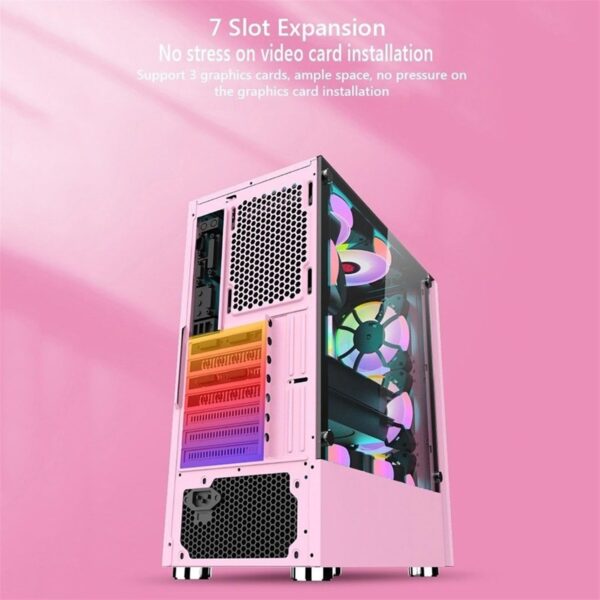 upim Computer Cases,Mid-Tower PC Gaming Case ATX/M-ATX/ITX - Front I/O USB 3.0 Port - Tempered Glass Side Panel - RGB Fan and Remote Control and Controller (Size : 3 Fans) - Image 8