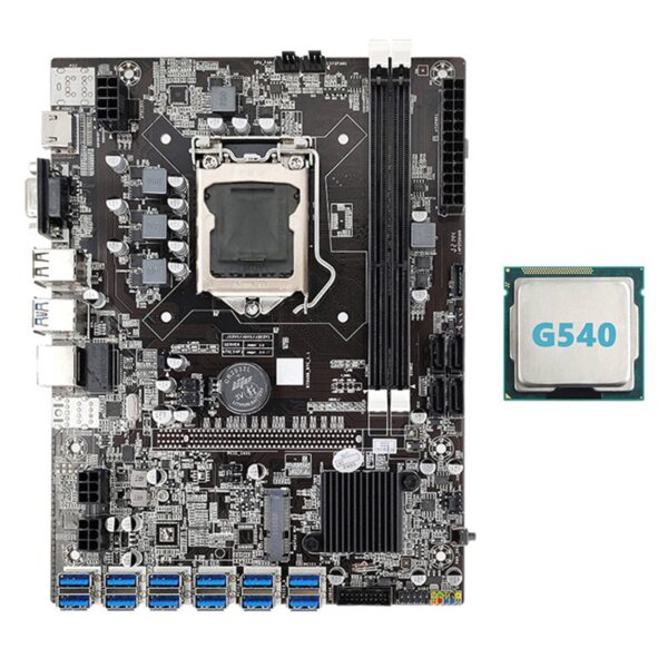 Nemeae B75 ETH Mining Motherboard 12 PCIE to USB with G540 CPU LGA1155 MSATA Support 2XDDR3 B75 USB BTC Motherboard